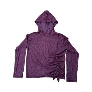 Zella Girl Maroon Shirt w Hood Side Ruching (size L 10/12)